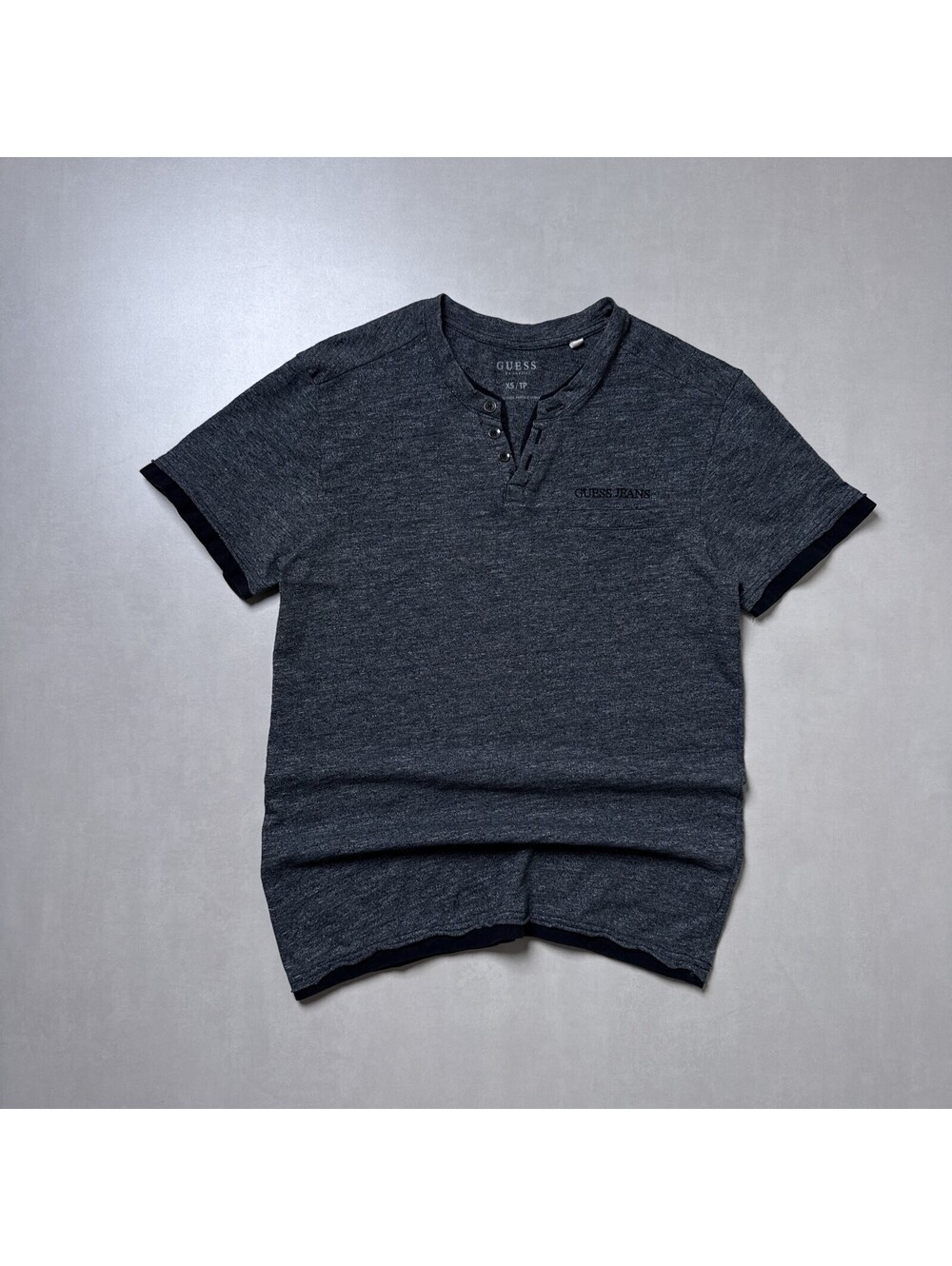 Y2K Guess Jeans Heather Gray Henley T-Shirt XS